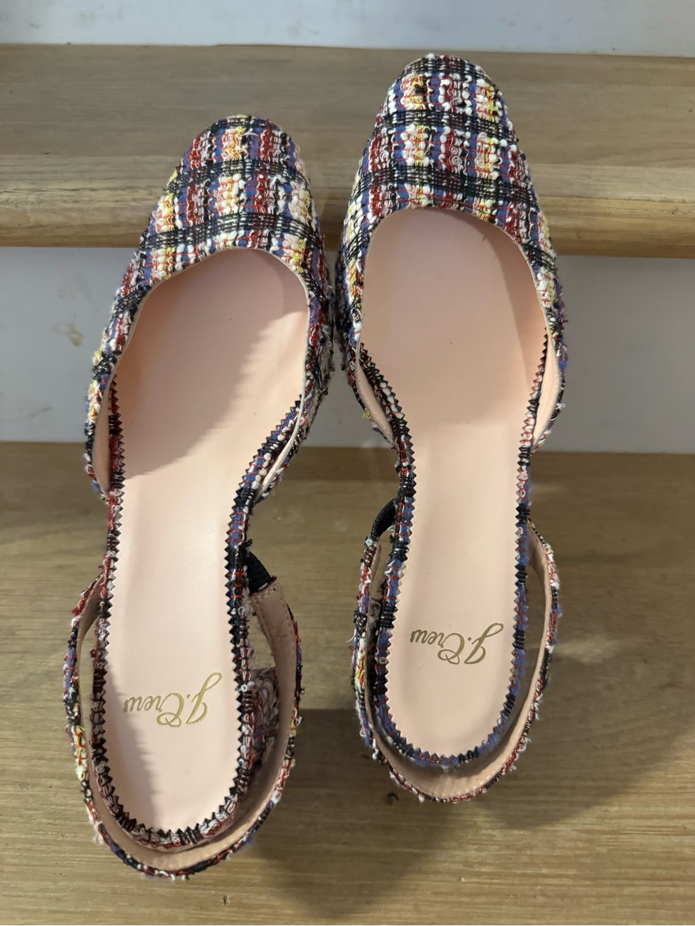 J. Crew Multicolor Tweed Slingback Block Heels 7.5